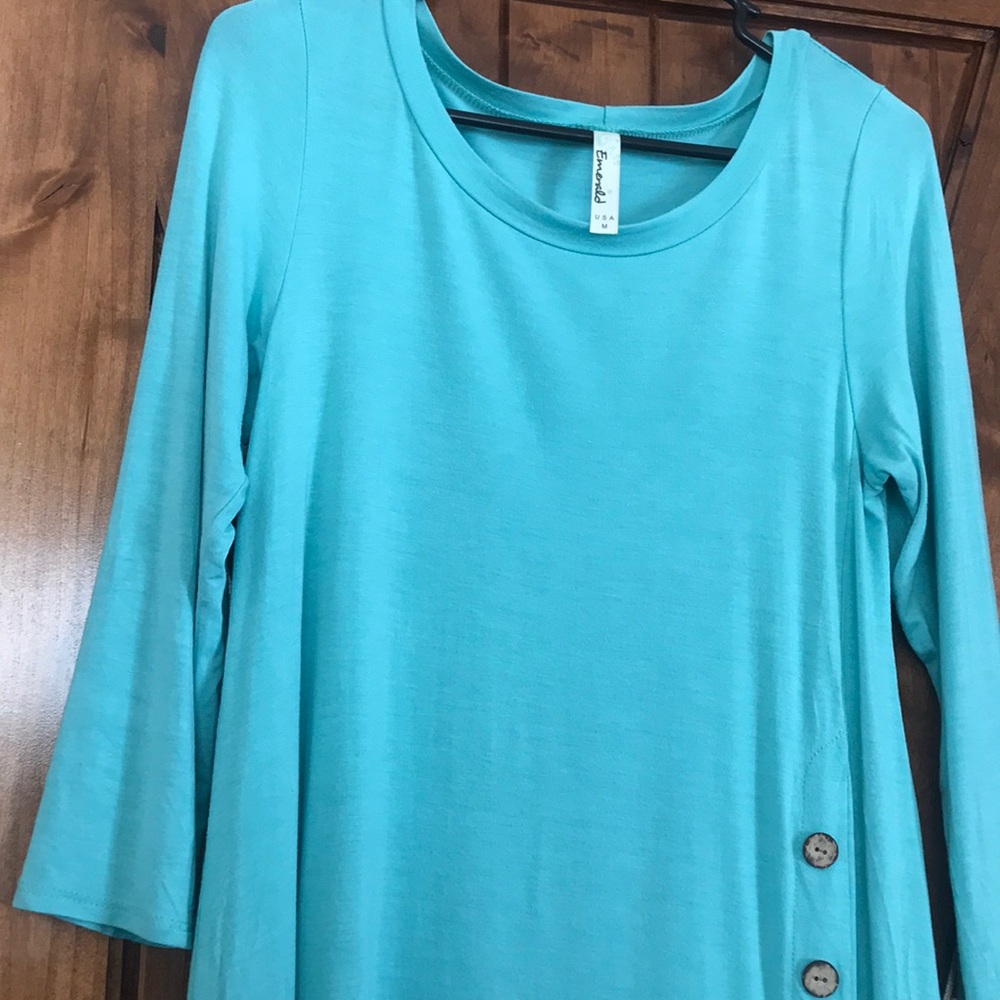 Mint 3/4 Sleeve Tunic With Buttons - image 2